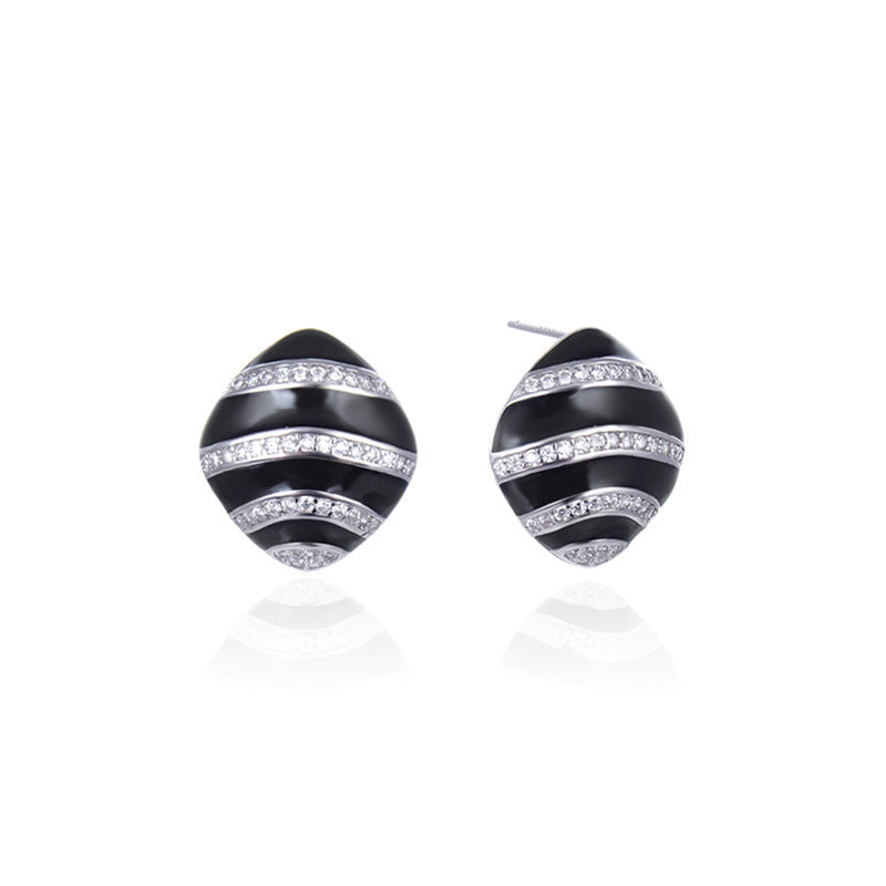 925 Sterling Silver Plated Oval Stud Earrings - 3.4g Korean Style Geometric Earrings with Plastic Backs