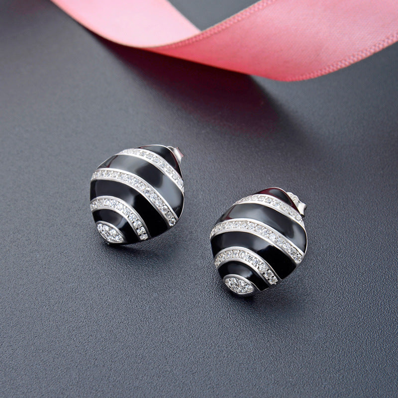 925 Sterling Silver Plated Oval Stud Earrings - 3.4g Korean Style Geometric Earrings with Plastic Backs