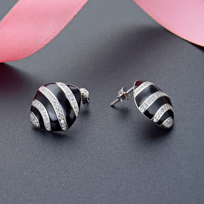 925 Sterling Silver Plated Oval Stud Earrings - 3.4g Korean Style Geometric Earrings with Plastic Backs