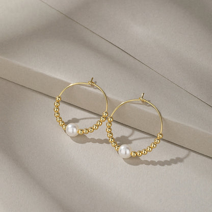 925 Sterling Silver Plated Pearl Earrings - White Gold & Gold Tone Minimalist Studs for Women