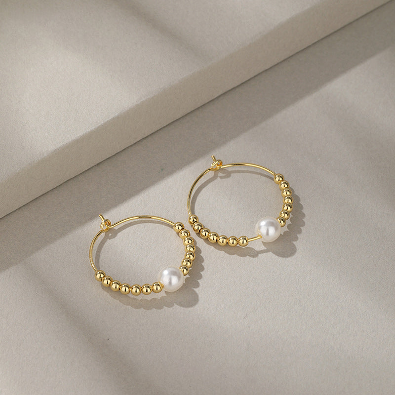925 Sterling Silver Plated Pearl Earrings - White Gold & Gold Tone Minimalist Studs for Women