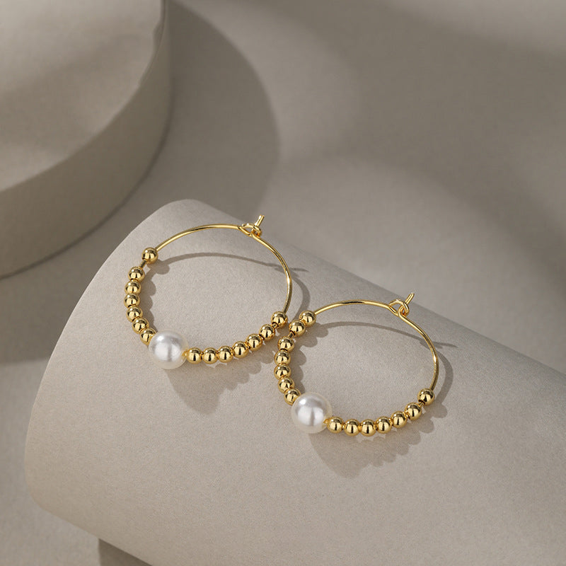925 Sterling Silver Plated Pearl Earrings - White Gold & Gold Tone Minimalist Studs for Women