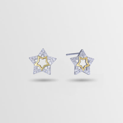 925 Sterling Silver Plated Star Stud Earrings - Korean Style Geometric Fashion Earrings with Plastic Backs