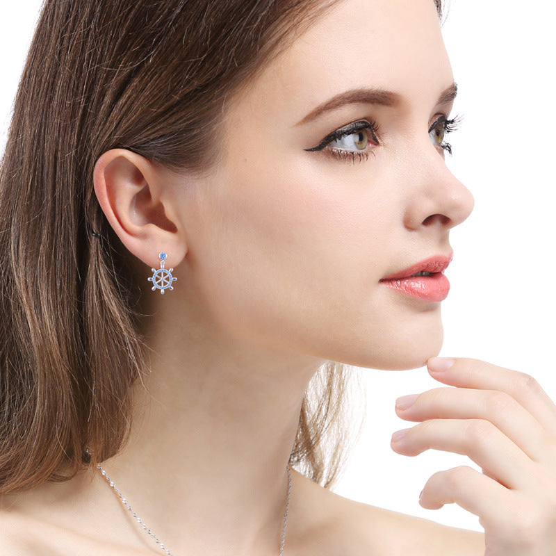 925 Sterling Silver Plated Stud Earrings - 2.6g Professional Office Lady Style with Plastic Backs
