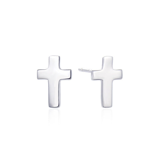 925 Sterling Silver Polished Stud Earrings - 0.9g Minimalist Office Lady Style with Plastic Ear Backs