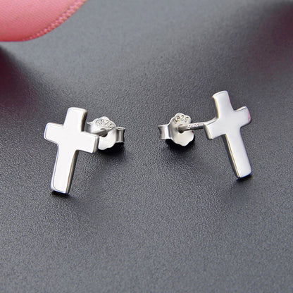 925 Sterling Silver Polished Stud Earrings - 0.9g Minimalist Office Lady Style with Plastic Ear Backs