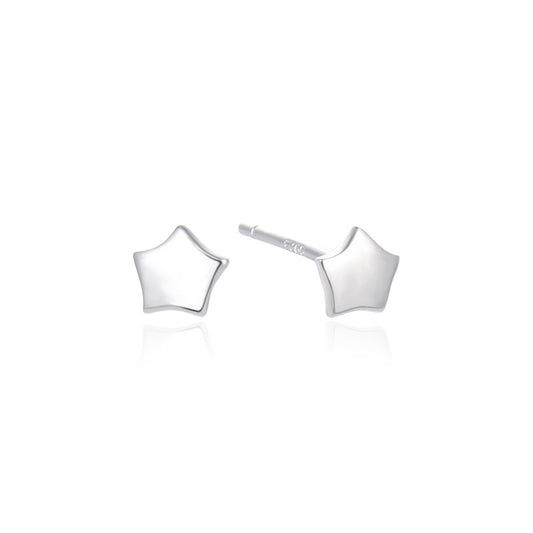 925 Sterling Silver Polished 'Fu' Character Stud Earrings - 0.7g Cute Cartoon Chinese Style Earrings with Plastic Backs