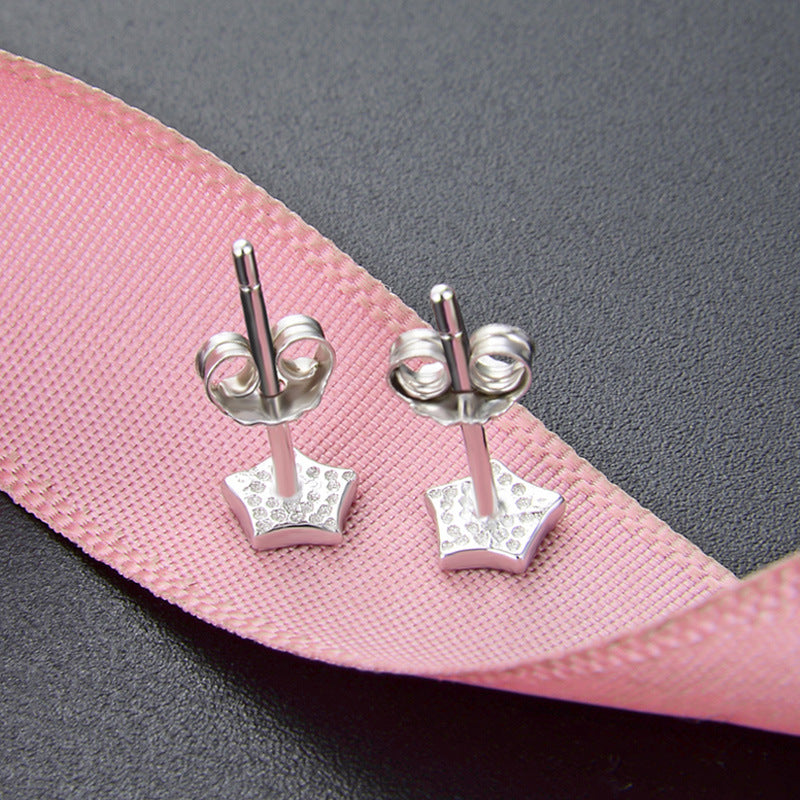 925 Sterling Silver Polished 'Fu' Character Stud Earrings - 0.7g Cute Cartoon Chinese Style Earrings with Plastic Backs