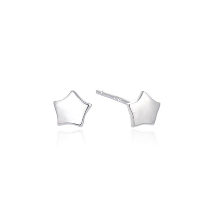 925 Sterling Silver Polished 'Fu' Character Stud Earrings - 0.7g Cute Cartoon Chinese Style Earrings with Plastic Backs