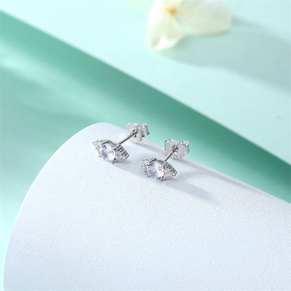 925 Sterling Silver Prong-Set Square Stud Earrings – Modern Geometric Zircon Design