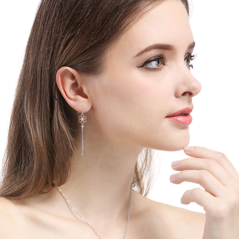 925 Sterling Silver Red Bean Hook Earrings - 2.2g Minimalist Botanical Earrings in Cool Style