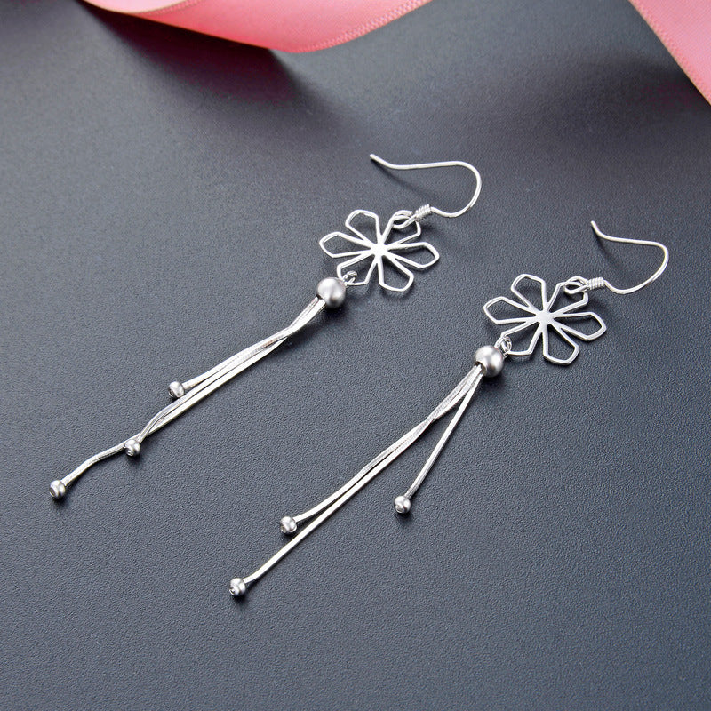 925 Sterling Silver Red Bean Hook Earrings - 2.2g Minimalist Botanical Earrings in Cool Style