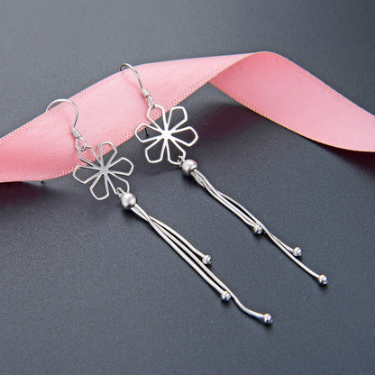 925 Sterling Silver Red Bean Hook Earrings - 2.2g Minimalist Botanical Earrings in Cool Style