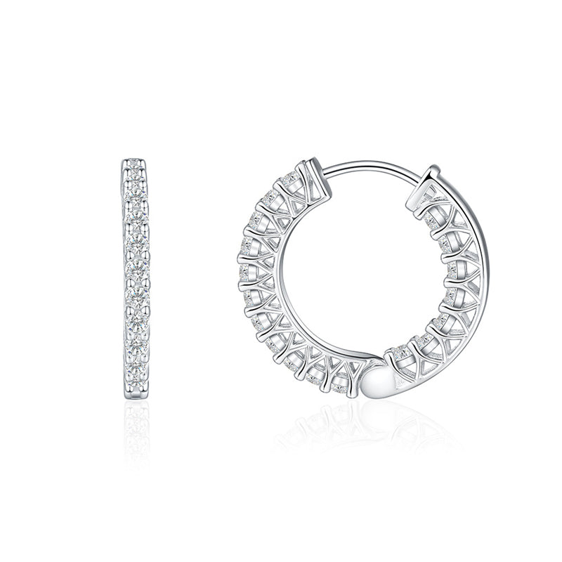 925 Sterling Silver Rose Gold Hoop Earrings for Women Elegant Zircon Geometric Ear Cuff Earrings Fashion OL Style 4.5g