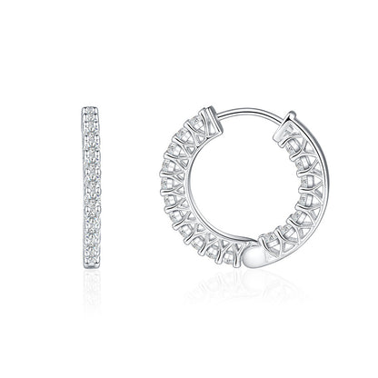 925 Sterling Silver Rose Gold Hoop Earrings for Women Elegant Zircon Geometric Ear Cuff Earrings Fashion OL Style 4.5g