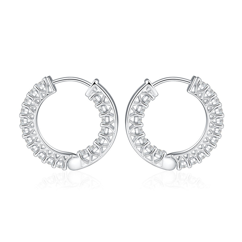 925 Sterling Silver Rose Gold Hoop Earrings for Women Elegant Zircon Geometric Ear Cuff Earrings Fashion OL Style 4.5g