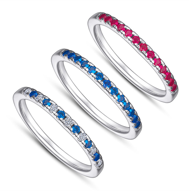 925 Sterling Silver Rose Gold Zircon Ring – Elegant Stackable Band with Engraving Option