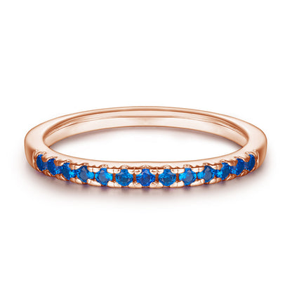 925 Sterling Silver Rose Gold Zircon Ring – Elegant Stackable Band with Engraving Option