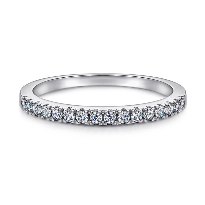 925 Sterling Silver Rose Gold Zircon Ring – Elegant Stackable Band with Engraving Option