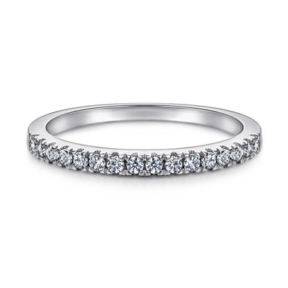 925 Sterling Silver Rose Gold Zircon Ring – Elegant Stackable Band with Engraving Option