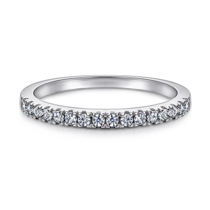 925 Sterling Silver Rose Gold Zircon Ring – Elegant Stackable Band with Engraving Option