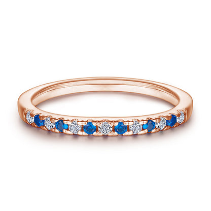 925 Sterling Silver Rose Gold Zircon Ring – Elegant Stackable Band with Engraving Option