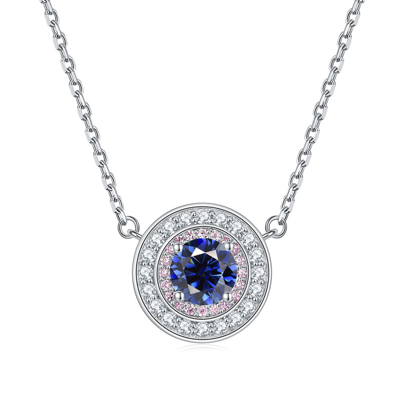 925 Sterling Silver Round Birthstone Pendant Necklace - Colorful Zircon Jewelry