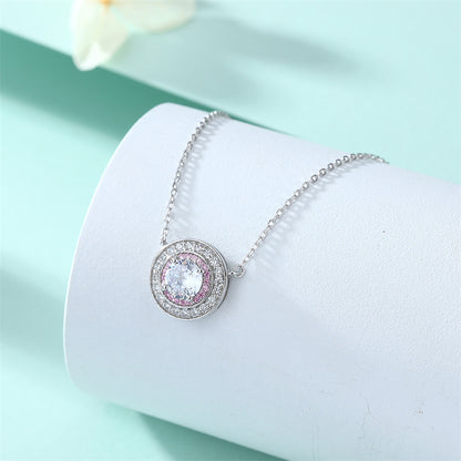 925 Sterling Silver Round Birthstone Pendant Necklace - Colorful Zircon Jewelry