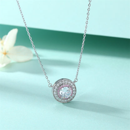 925 Sterling Silver Round Birthstone Pendant Necklace - Colorful Zircon Jewelry