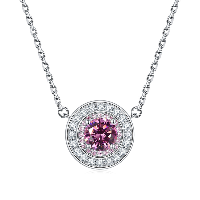 925 Sterling Silver Round Birthstone Pendant Necklace - Colorful Zircon Jewelry