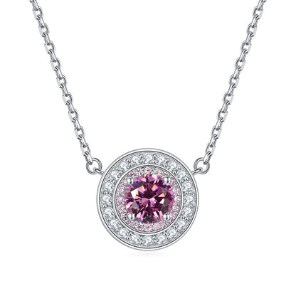 925 Sterling Silver Round Birthstone Pendant Necklace - Colorful Zircon Jewelry
