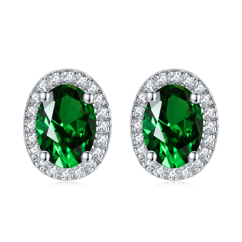925 Sterling Silver Round Birthstone Stud Earrings – Minimalist Zircon Jewelry Collection