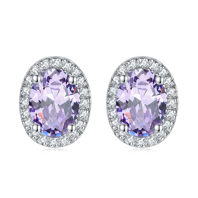 925 Sterling Silver Round Birthstone Stud Earrings – Minimalist Zircon Jewelry Collection