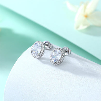 925 Sterling Silver Round Birthstone Stud Earrings – Minimalist Zircon Jewelry Collection