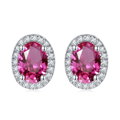 925 Sterling Silver Round Birthstone Stud Earrings – Minimalist Zircon Jewelry Collection