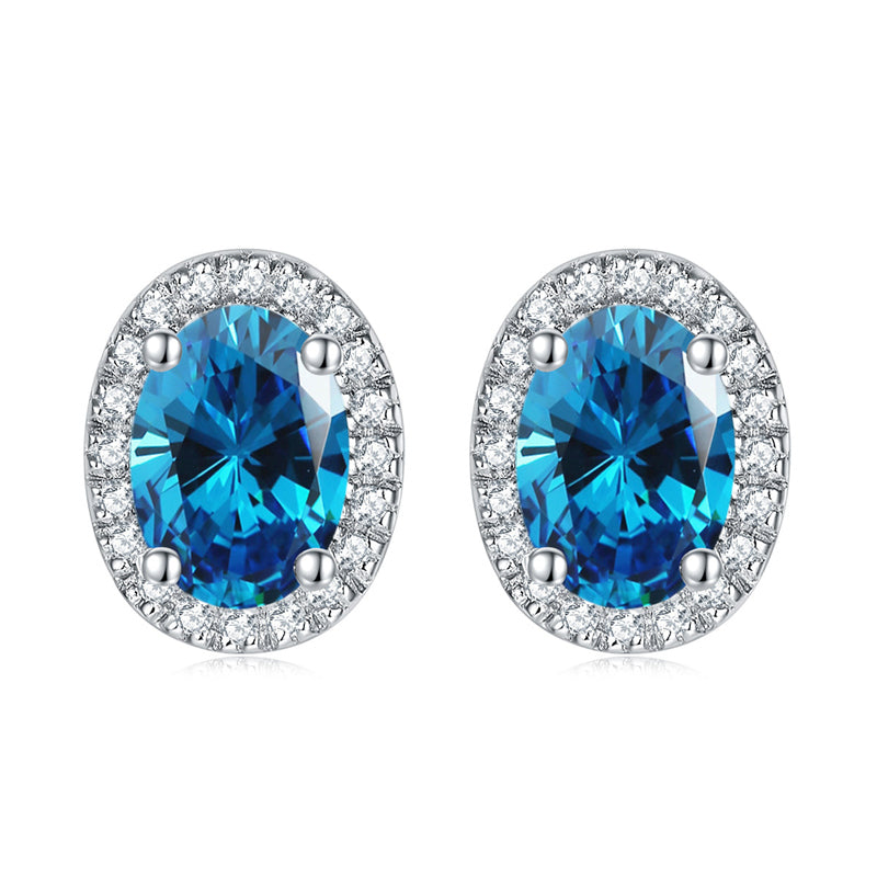 925 Sterling Silver Round Birthstone Stud Earrings – Minimalist Zircon Jewelry Collection