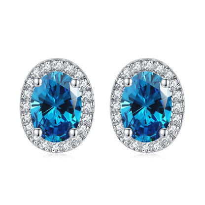 925 Sterling Silver Round Birthstone Stud Earrings – Minimalist Zircon Jewelry Collection