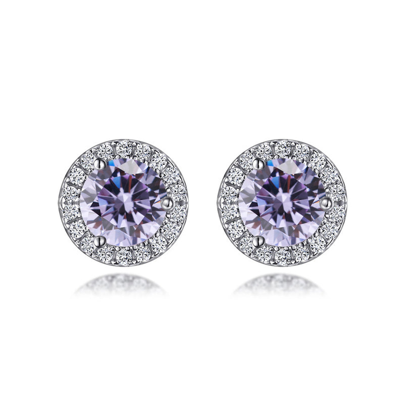925 Sterling Silver Round Birthstone Stud Earrings – Zodiac-Inspired Zircon Jewelry Collection