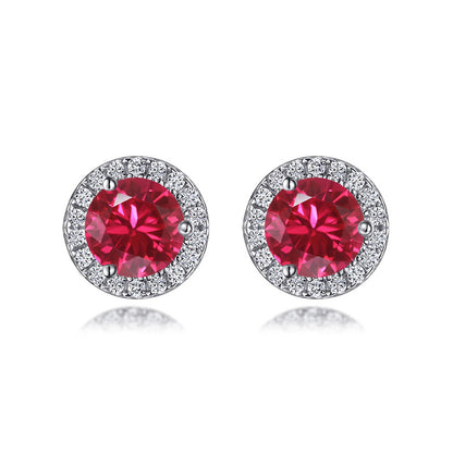 925 Sterling Silver Round Birthstone Stud Earrings – Zodiac-Inspired Zircon Jewelry Collection