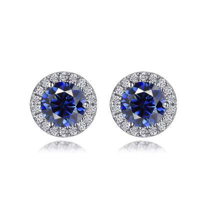 925 Sterling Silver Round Birthstone Stud Earrings – Zodiac-Inspired Zircon Jewelry Collection