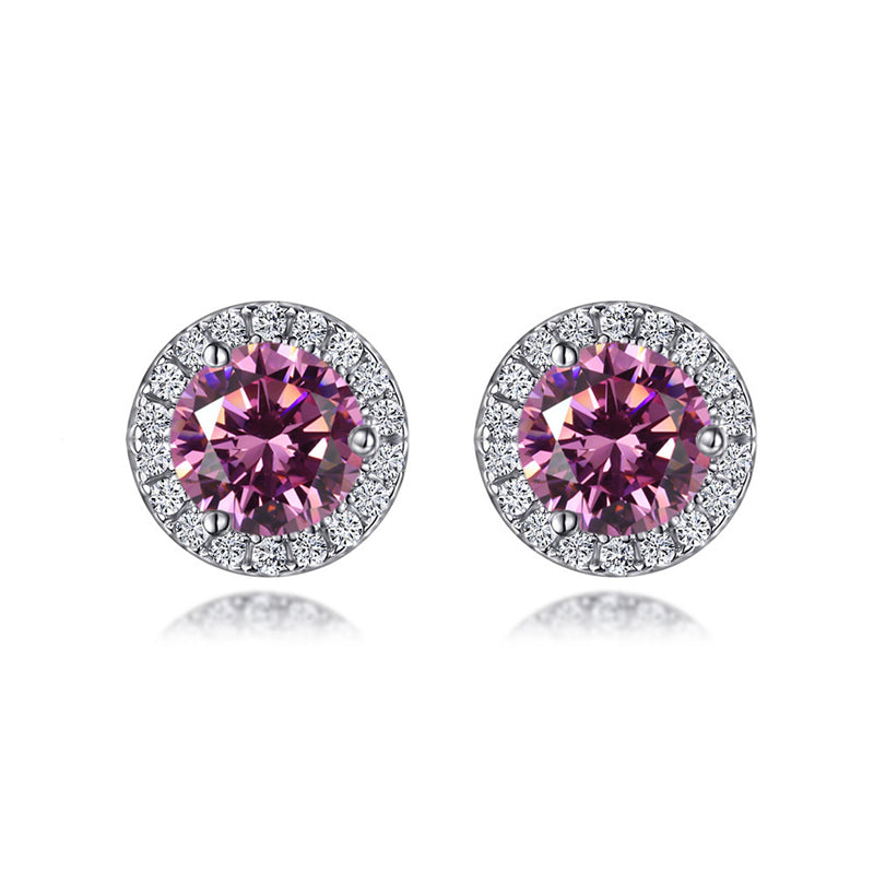 925 Sterling Silver Round Birthstone Stud Earrings – Zodiac-Inspired Zircon Jewelry Collection