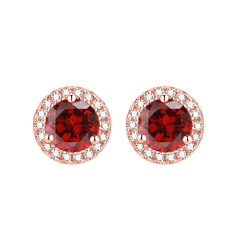925 Sterling Silver Round Birthstone Stud Earrings – Zodiac-Inspired Zircon Jewelry Collection