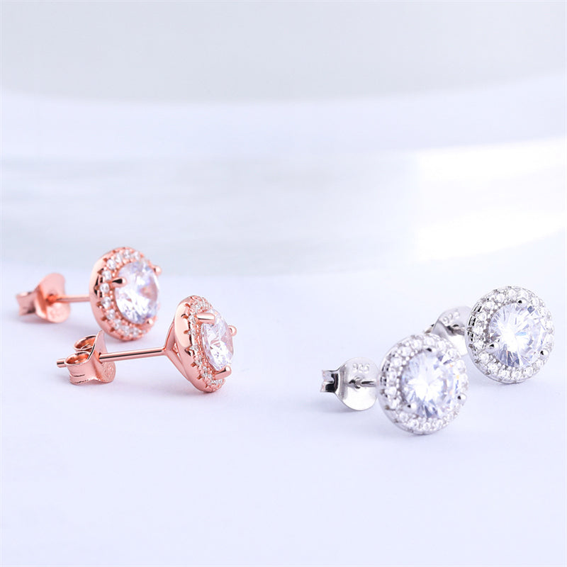 925 Sterling Silver Round Birthstone Stud Earrings – Zodiac-Inspired Zircon Jewelry Collection
