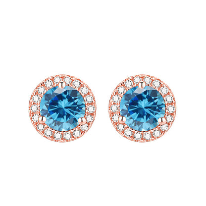 925 Sterling Silver Round Birthstone Stud Earrings – Zodiac-Inspired Zircon Jewelry Collection