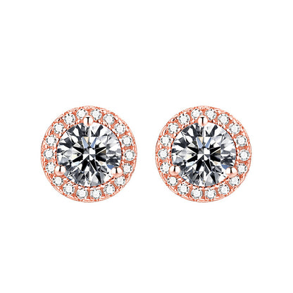 925 Sterling Silver Round Birthstone Stud Earrings – Zodiac-Inspired Zircon Jewelry Collection