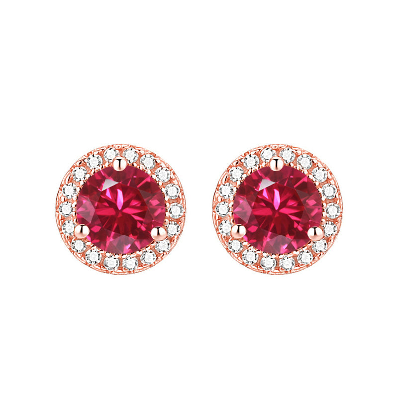 925 Sterling Silver Round Birthstone Stud Earrings – Zodiac-Inspired Zircon Jewelry Collection