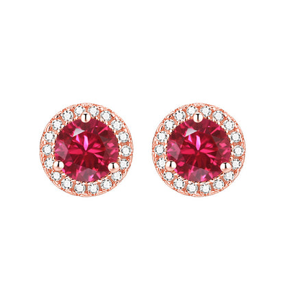 925 Sterling Silver Round Birthstone Stud Earrings – Zodiac-Inspired Zircon Jewelry Collection