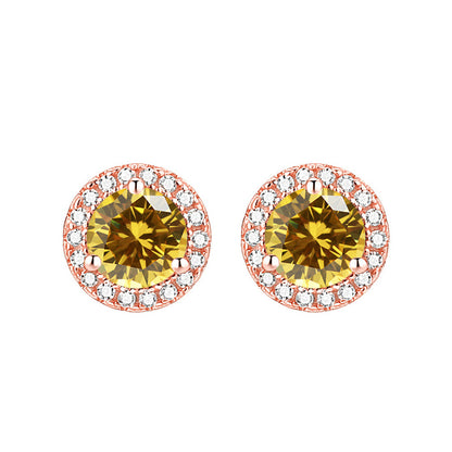925 Sterling Silver Round Birthstone Stud Earrings – Zodiac-Inspired Zircon Jewelry Collection