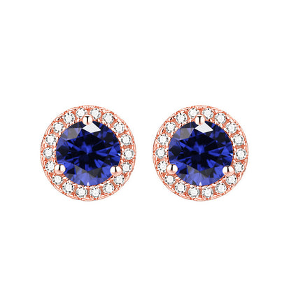 925 Sterling Silver Round Birthstone Stud Earrings – Zodiac-Inspired Zircon Jewelry Collection