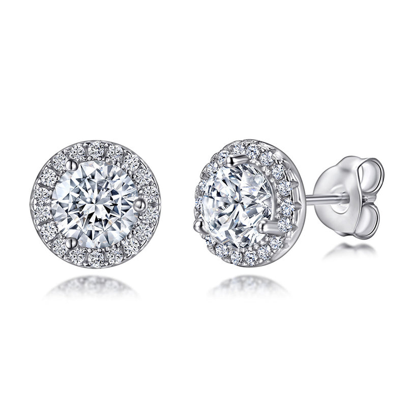925 Sterling Silver Round Birthstone Stud Earrings – Zodiac-Inspired Zircon Jewelry Collection